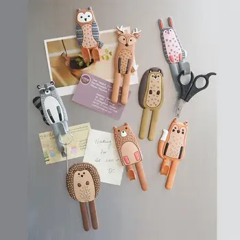 

Cute magnetic hook removable refrigerator sticker refrigerator message magnet jacket hanger key ring storage hook (Animal)