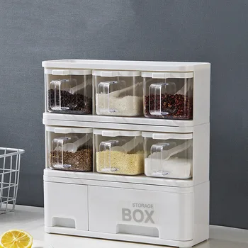 

Kitchen Plastic Seasoning Box Combination Set Drawer Type Seasoning Jar Seasoning Box Pepper Seasoning Supplies Storage Box
