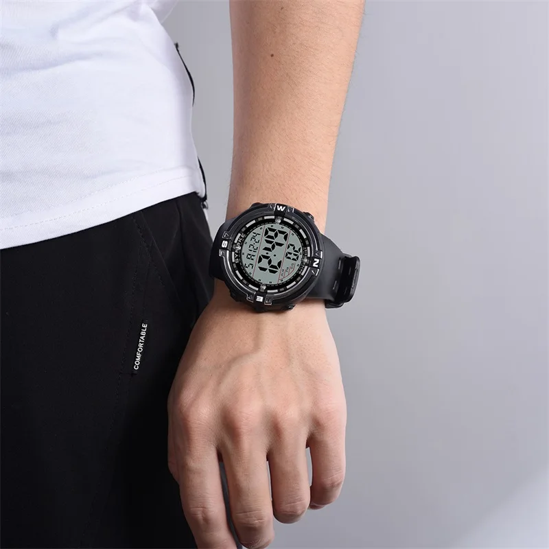 SYNOKE для мужчин часы Многофункциональный водонепроницаемый бег секунд электронные светящиеся спортивные большой циферблат цифровые часы Relogio