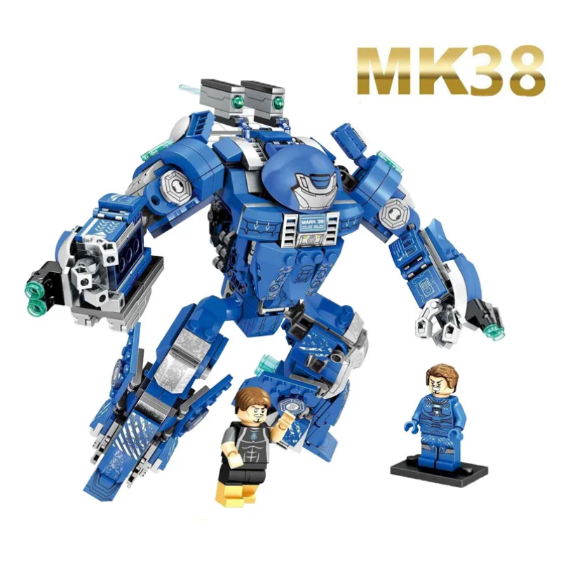 

Iron Man Hero Marvel Avenger Armor Warrior Soldier Mk38 Building Blocks Enlighten Bricks Toys For Children
