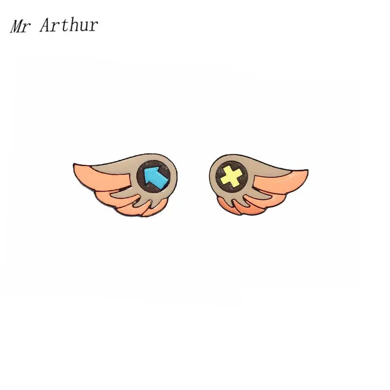 Значок со стрелкой и крыльями вилки значок с мультяшным дизайном необычное