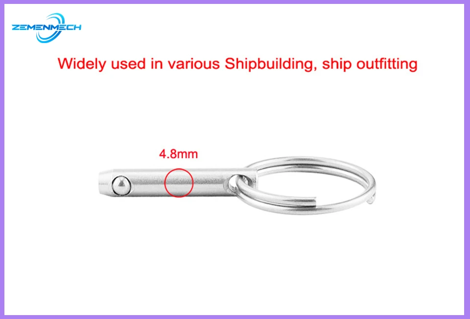 Description Picture 3 of item4.8mm Zemenmech 316 Stainless Steel Quick Release Ball Pin For Boat Bimini Top Deck Hinge Marine Boat Accessories Shipbuilding