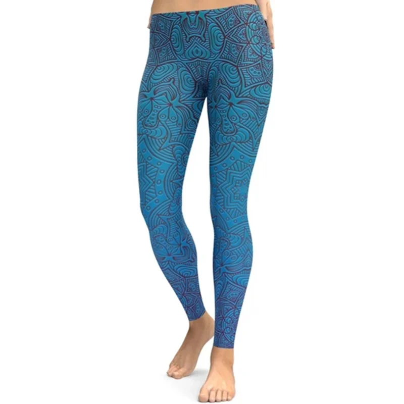 

Fashion High Quality Women Leggings Teal Mandala Digital Printed Leggings Casual Polyester Leggings Sexy Stretch Female Pants
