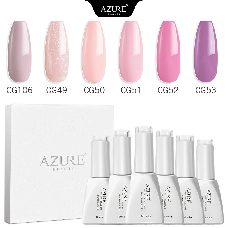 SET 02 Azure beauty, 6 шт./лот, Розовый Цветной Гель-лак для ногтей, набор для дизайна ногтей, впитывающий Полупостоянный Гибридный СВЕТОДИОДНЫЙ лак для ногтей, долговечный гель - Цвет: SET 02