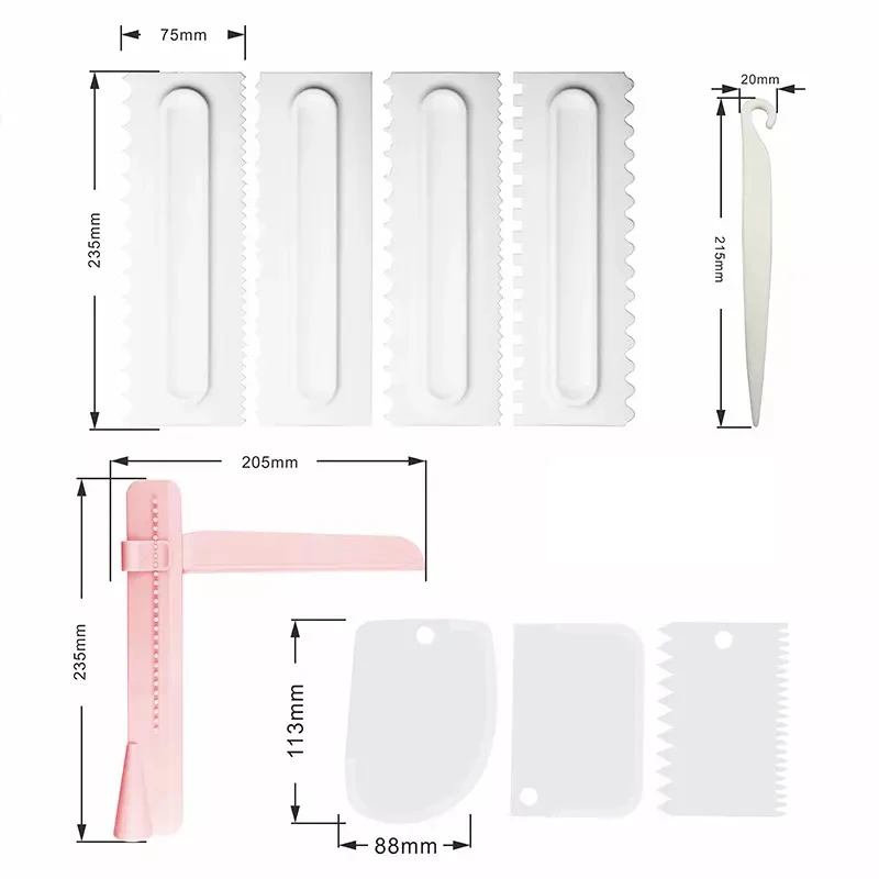 9Pcs/Set Cream Scraper Irregular Teeth Edge DIY Scraper Cake Decorating Fondant pastry cutters Baking Spatulas Tools ZXH