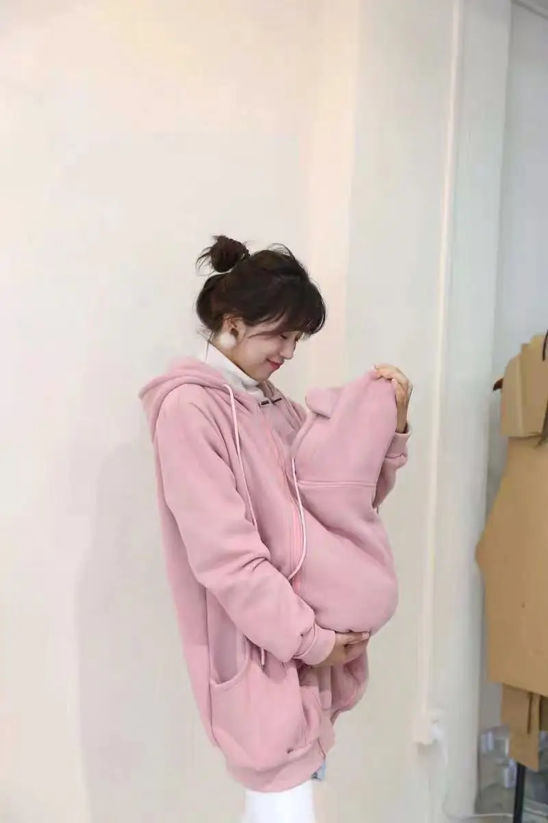 Новинка Осень-зима 2019 толстовки с капюшоном для папы и мамы детские кенгуру на