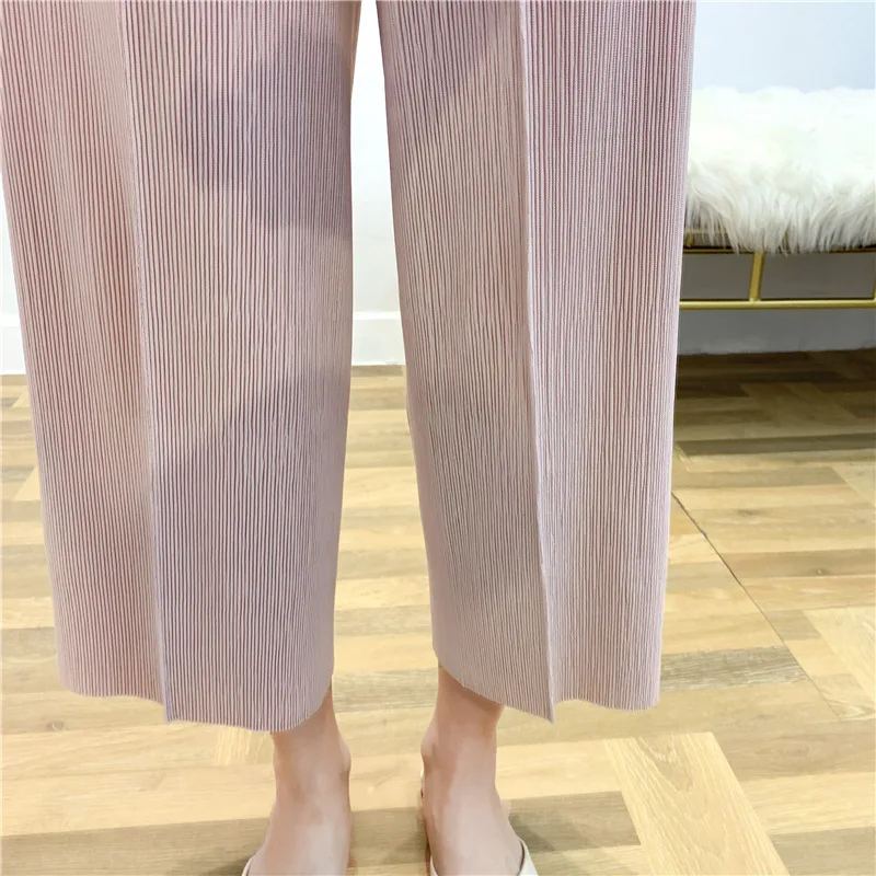 Новинка MIYAKE, плиссированные прямые брюки, женские свободные брюки большого размера с карманами и складками