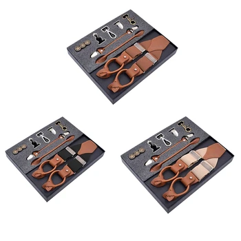 

Leather Men's Suspenders, Trousers, Suspenders, Men's Elastic Shoulder Straps, Business