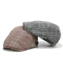 Британский стиль, зимняя газетная шапка для женщин и мужчин, винтажная клетчатая плоская кепка, женские береты, шляпа для дам, твердые крышки Gorra militar