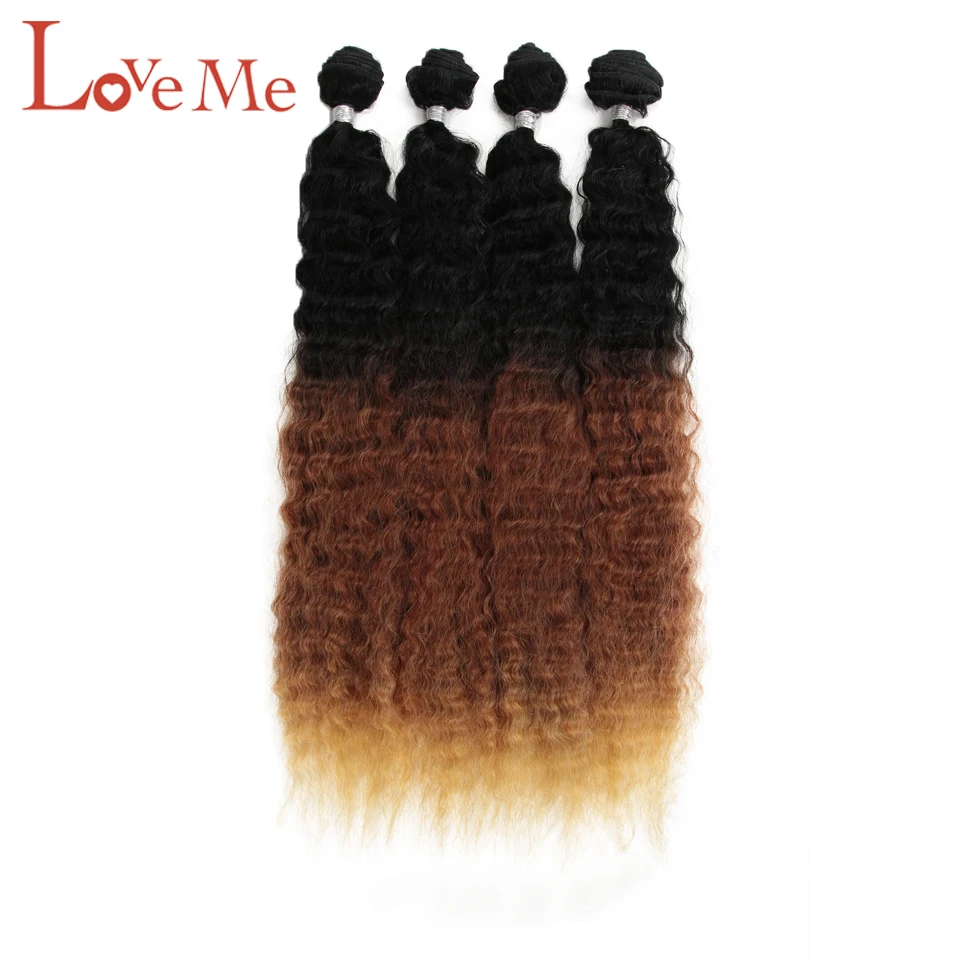 Feixes do Cabelo do Amor Feixes de Cabelo Extensões de Cabelo para a Cor Unidades Pacote 26 Polegada Ombre Cor Marrom Macios Sintético Tecer Preta ME 4 - 2 Apliques e perucas