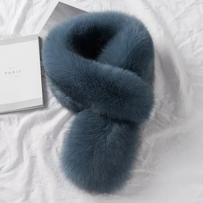 Korean blue Glaforny корейский стиль женский зимний теплый меховой шарф двухсторонний цельный меховой шарф с лисьим воротником - Цвет: Korean blue