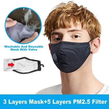 

Dust Mask PM2.5 Filter Mask Gas Anti-fog Particulate Respirator Washable Mask Dust Carbon Replacement Filter Pad Cotton Mask