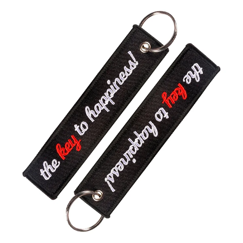 

The Key To Happiness Key Chain For Motorcycles And Cars Gifts Embroidery Key Customized Logo