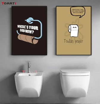

Toilet Paper Jokes Canvas Painting Cartoon Wall Art Pictures Modern Mural Vintage Poster Bathroom Home Decoration Prints