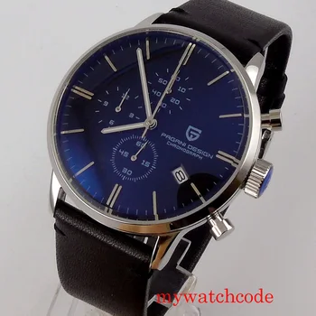 

PAGANI Design Quartz Men's Watch Black Dial Chronograph Function VK67 Movement Black Leather Strap