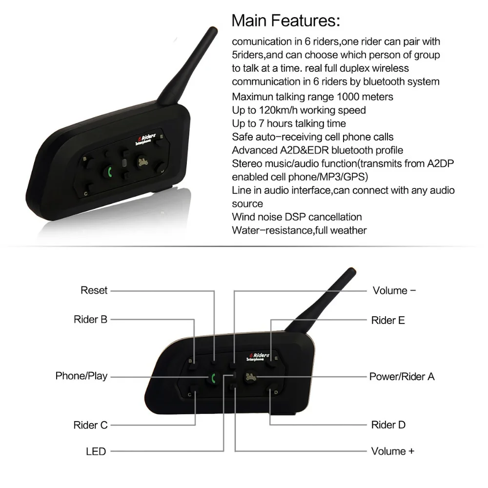 V6C 1200m Bluetooth 3,0 футбольный тренер рефери-гарнитура внутреннее соединение рефери рация Intercomunicador