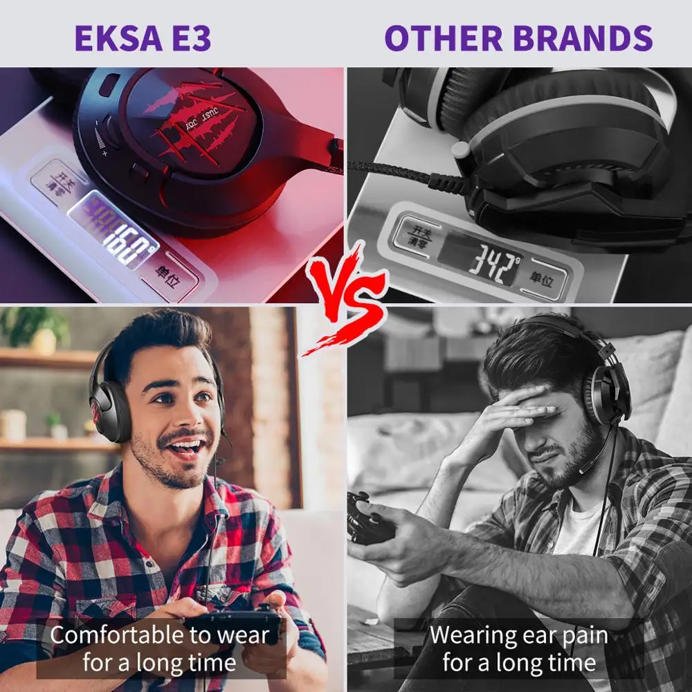 EKSA E3 Gaming Headset 7 1 Surround Stereo 3 5mm USB Wired Headphones with Microphone Ultralight Headset Gamer For PS4 PC Xbox