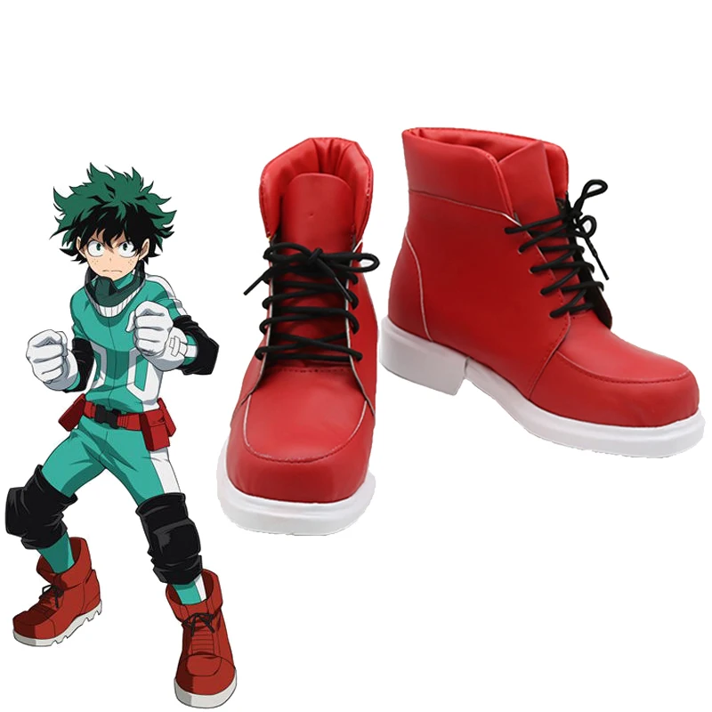

Costumebuy My Hero Academia Boku no Hero Akademia Deku Cosplay Izuku Midoriya Red Shoes Costume Boots Accessory Halloween Props