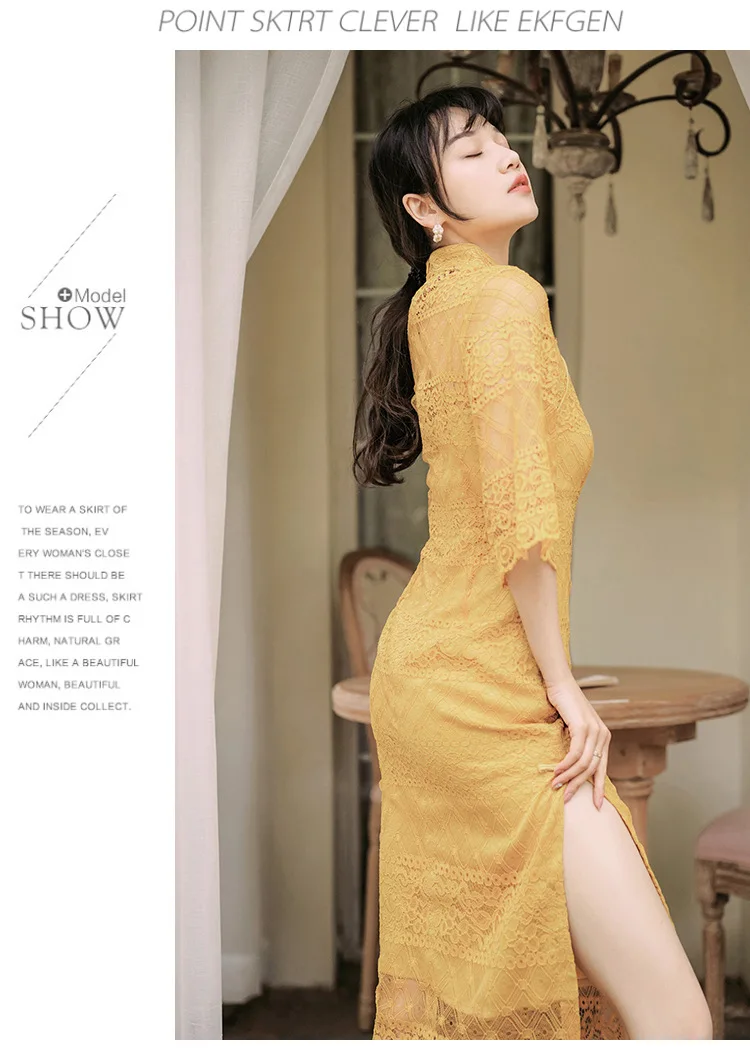 Кружевное платье Cheongsam китайские традиционные платья китайский год платье Qi Pao женское платье
