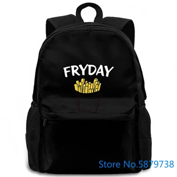 

Mens Friday Fry Day Fries Chips () Red Black women men backpack laptop travel school adult student