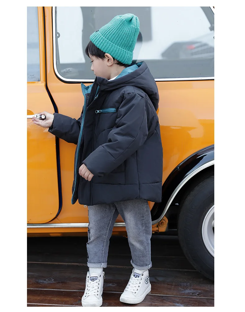 CHILDREN'S down Jacket Thick Mid-length White Duck down BOY'S Coat Hooded Children Winter New Style Western Style