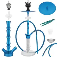 ADMY®Набор кальян может проветривать кальян 45 см алюминиевый сплав | √+ светодиодный свет | содержит светящийся тепловой рюкзак | 45 отверстий диффузор | стекло