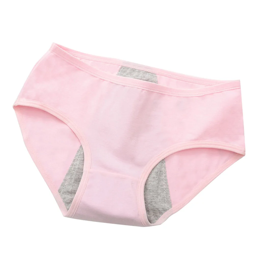 Pink Дамы 3 шт./компл. герметичные менструальные трусики женское нижнее белье сплошной цвет дышащий бесшовный санитарный период трусы больших размеров - Цвет: Pink