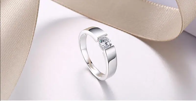 Solitaire, мужское кольцо, 925 пробы, серебро, AAA, циркон, cz, для помолвки, обручальное кольцо, кольца для мужчин, женщин, палец, вечерние ювелирные изделия