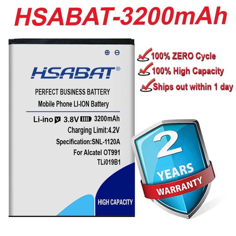 HSABAT 3200 мАч для Alcatel TLi019B1 TLi019B2 OT991 916D 6010 ONE TOUCH C7 OT-7041 7041D dual CAB1900003C2 батарея TCL |