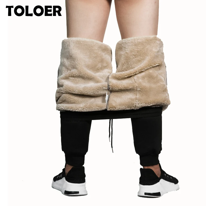 Mens Sweatpants Waist-Trousers Elastic Brand-Clothing Male Winter Velvet Man Cashmere