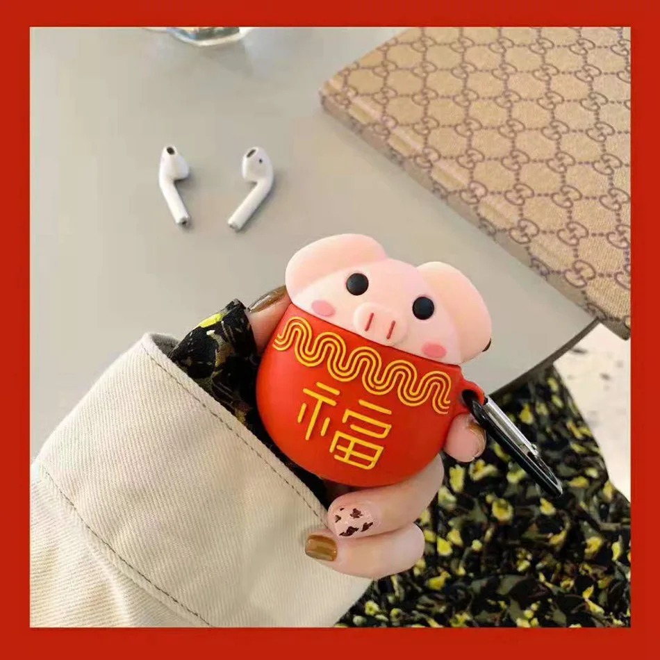 Для AirPods чехол 3D Классический мультфильм Животные вкусные пирожные чехол для Airpods 2/i10/i11 TWS Защитная крышка с крючок карабина - Цвет: A18