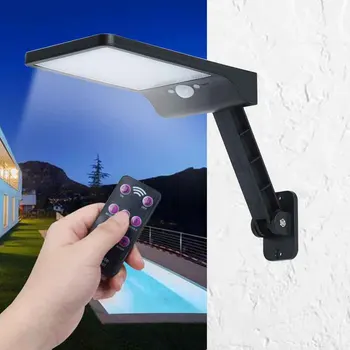 

48 50LED 3 Modes Pathway Warehouse Solar Wall Light With Remote Control Outdoor Street Adjustable Brightness Motion Sensor Yard