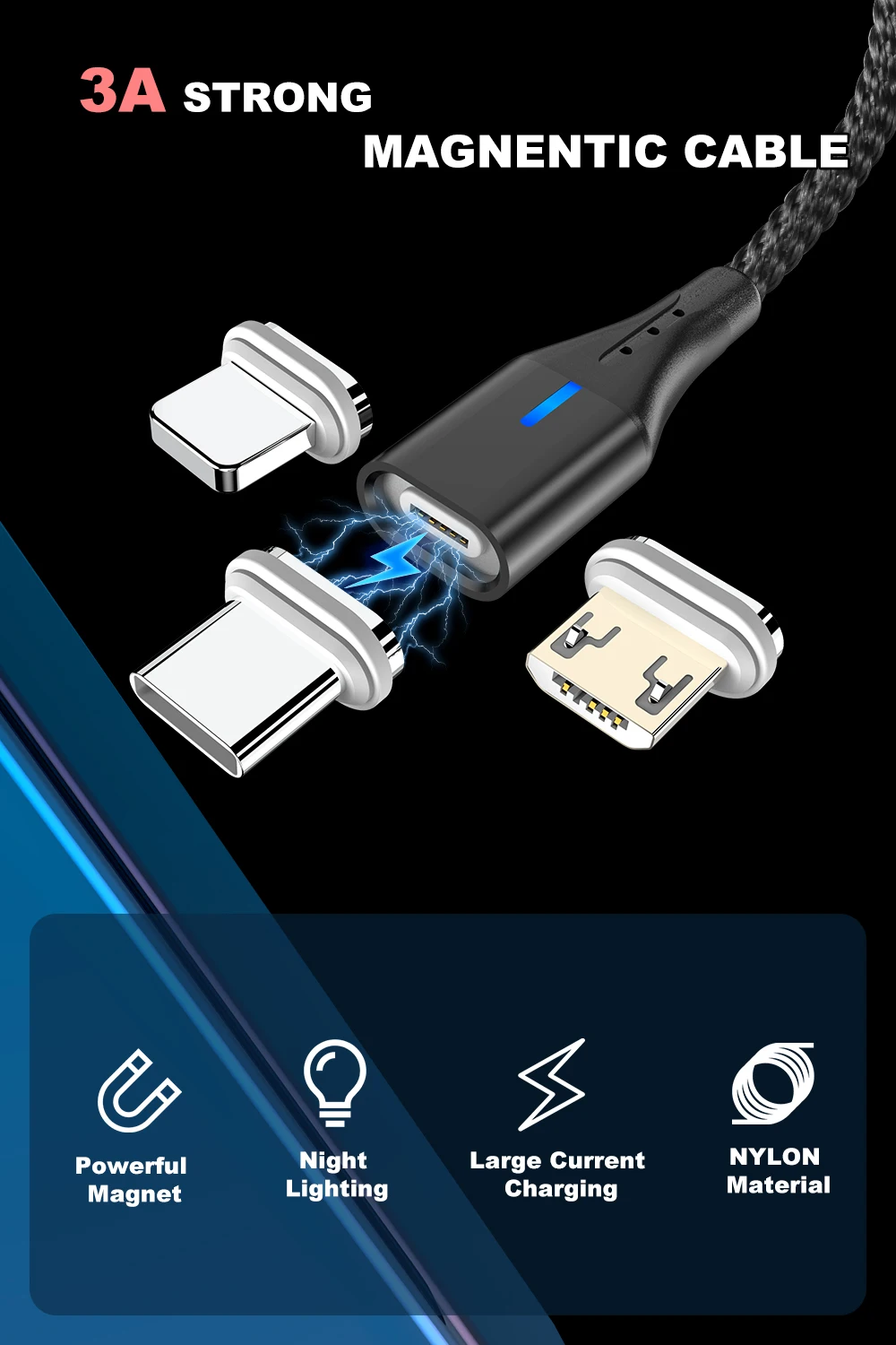 Vanniso быстрое магнитное зарядное устройство 3,0 Micro USB кабель для iPhone XS samsung Xiaomi Быстрая зарядка Магнитный телефонный кабель type C