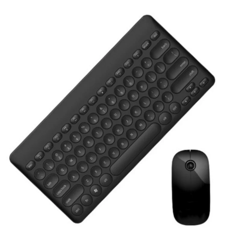 

Wireless Keyboard Mouse Combos Round Keycap Mute Power Saving Sliding Flexible Click Obvious Feedback Set