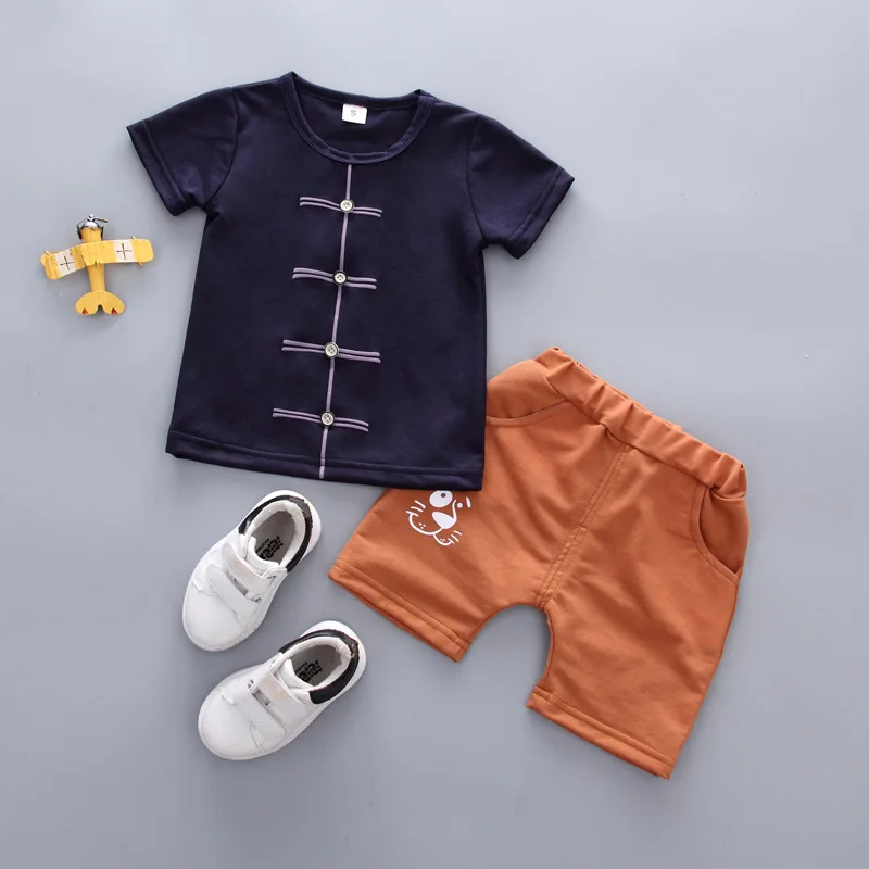 

2018 New Style 0-4-Year-Old Male Baby Short Sleeve Infants out Clothes Two-Piece Set BOY'S Chinese Style Set Summer Wear Fashion
