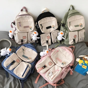 

Tide Kawaii Backpack Women Waterproof Travel Backpacks Harajuku Female School Bags for Teenage Girls Large Capacity Bagpack Men