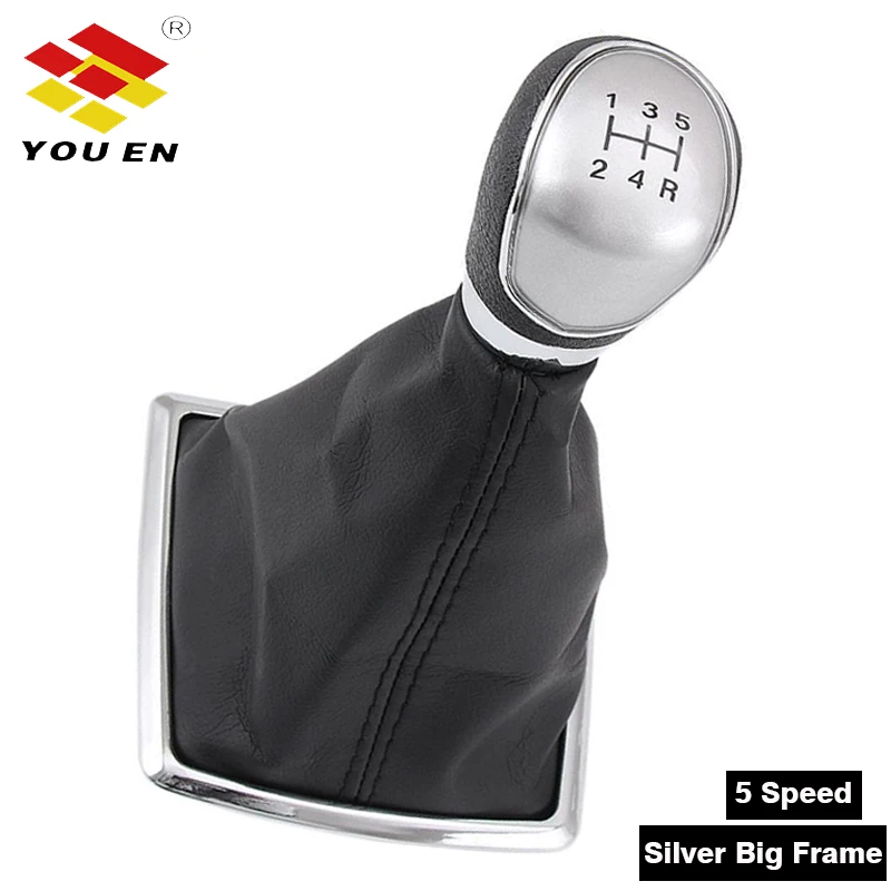 Silver Big 5speed YOUEN 5 скоростей ручная рукоятка для рычага переключения передач палка головка гетры крышка для багажника чехол для Ford Focus 2005-2011 Fiesta Mk7 Kuga C-max - Название цвета: Silver Big 5speed