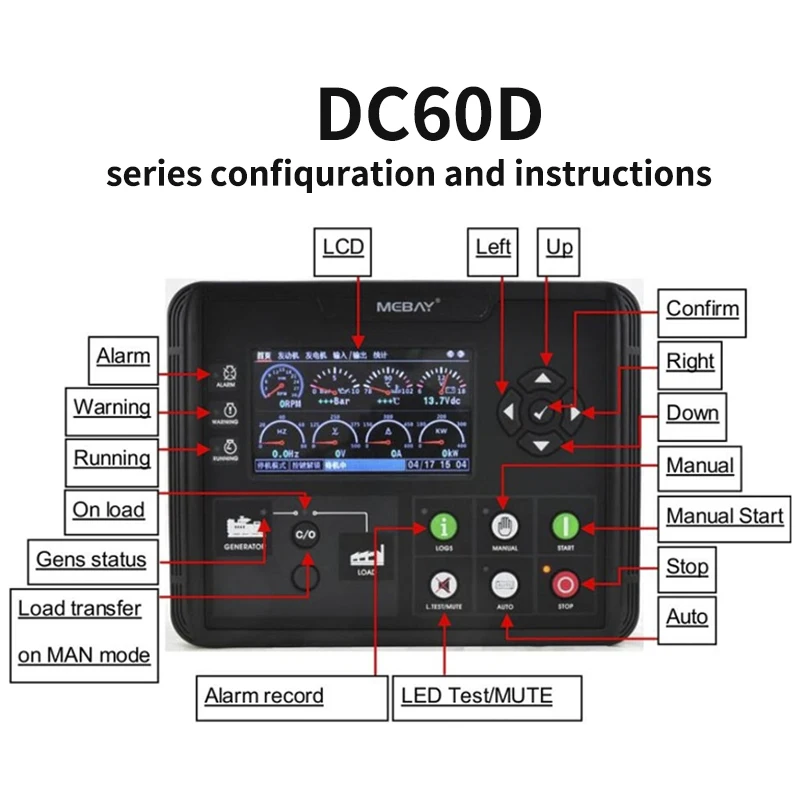 Mebay 전자 컨트롤러 패널 생성기 세트, 제어 파라미터 모듈, DC60D, DC70D