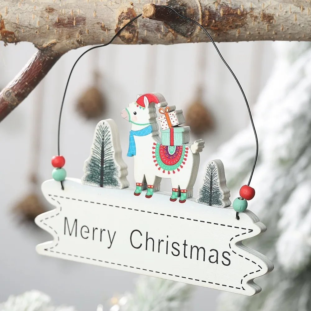 Деревянные украшения год Альпака Merry Рождественская елка подвеска со шнурком украшения вечерние дома подвеска автомобиль Рождество - Цвет: B