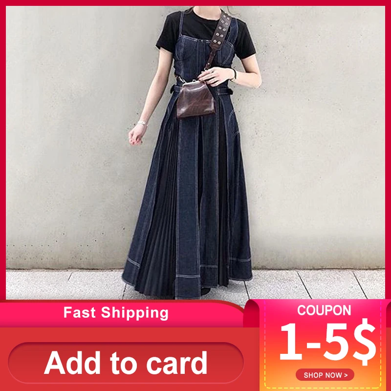Женское джинсовое платье весна 2020 корейская мода повседневные синие джинсы с