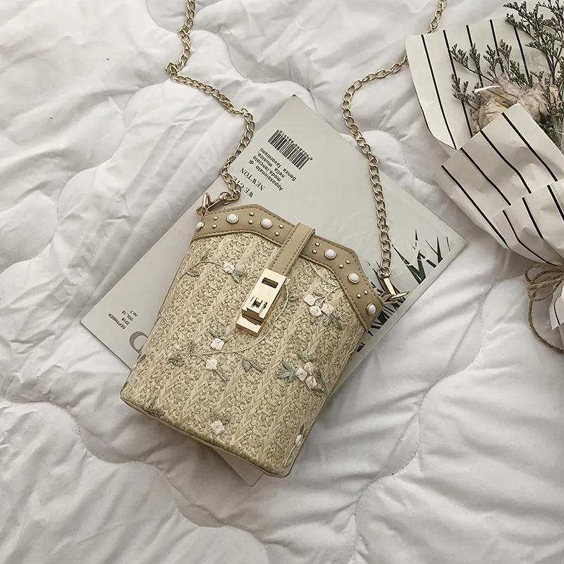 Bolsa feminina, соломенная сумка, кружевная, переносная сумка-мешок, женская, новинка, летняя, Сказочная, перламутровая, тканая, Мини, Студенческая сумка на цепочке