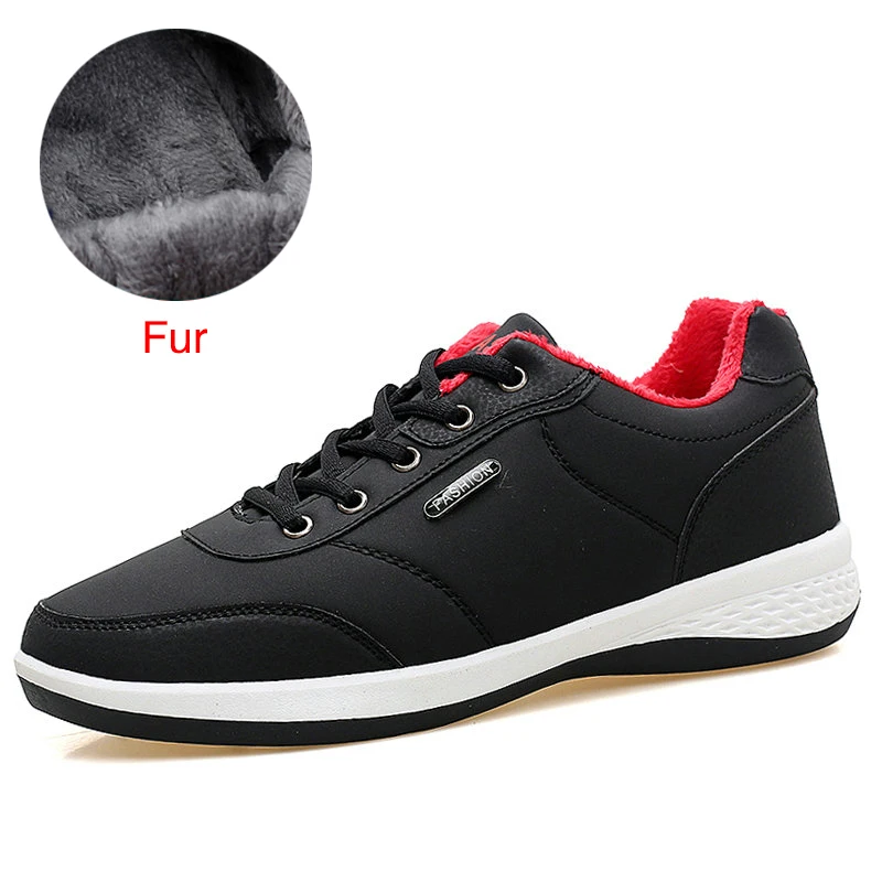 02 Black Fur ZIMNIE из искусственной кожи спортивная обувь для мужчин весна осень легкая Удобная Нескользящая Мужская обувь уличные Прогулочные кроссовки для мужчин - Цвет: 02 Black Fur