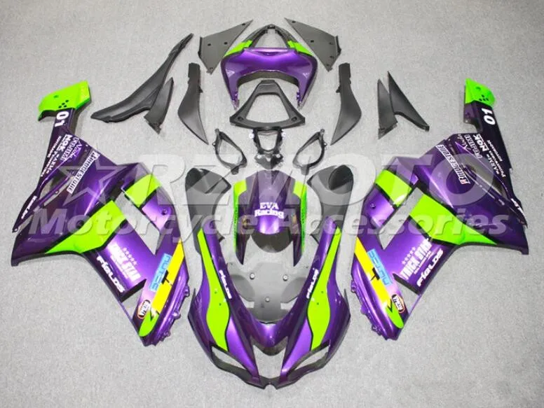 ABS мотоцикл Полный обтекатели комплект подходит для Kawasaki ZX6R 2007 2008 ZX-6R 07 08 ниндзя 636 Кузов Набор фиолетовый зеленый