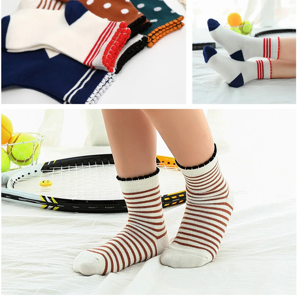 5 пар детских носков полосатые носки для мальчиков школьников модные спортивные