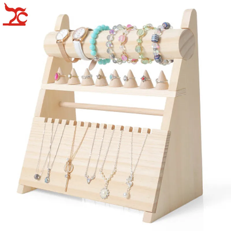 Витрина из цельного дерева для ювелирных изделий сережки часы стенд кольцо