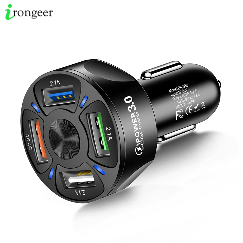 Автомобильное зарядное устройство с 4 USB-портами универсальное функцией быстрой