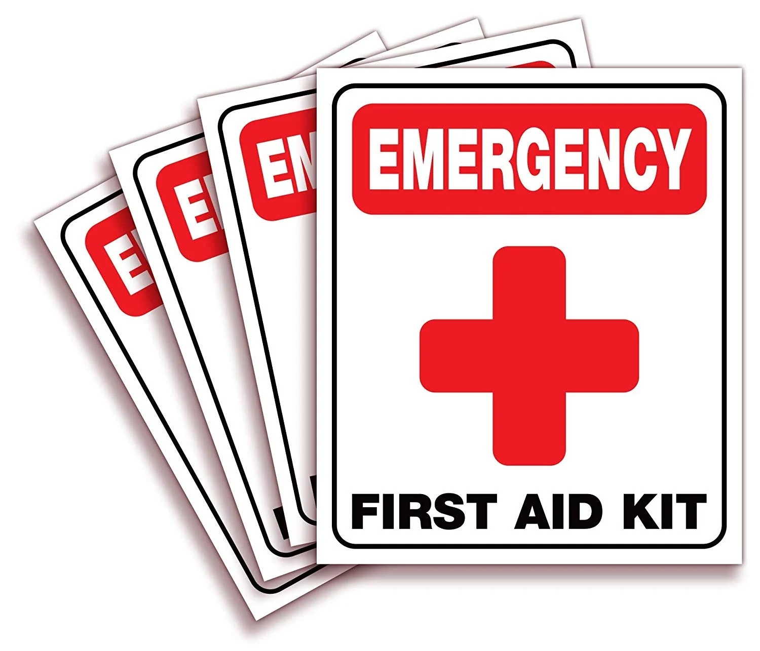 4xEmergency аптечка первой помощи знаки наклейки для дома, школы и Бизнес винил, ламинированный УФ в режиме реального времени, погоду, с защитой от царапин, воды