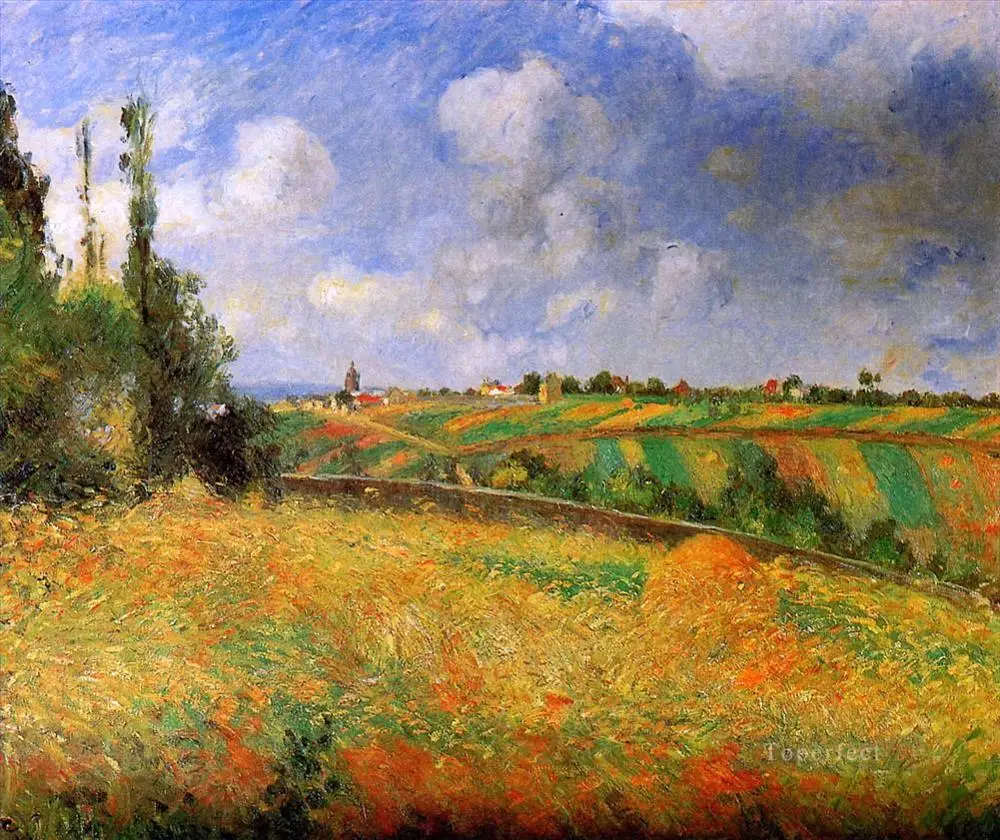 

9 Handmade Art Paintings by Teachers - fields 1877 Camille Pissarro scenery landscape famous - Oil Painting on Canvas