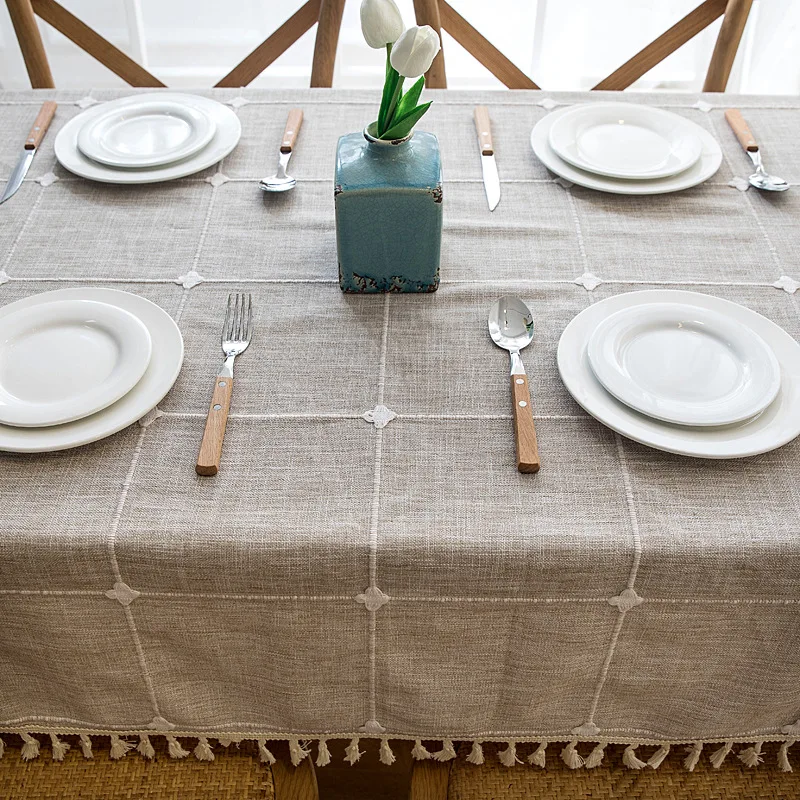 plaid table cloth tablecloth Imitation cotton fringed rectangular Dining Table Cover coffee table cloth tablecloths mantel