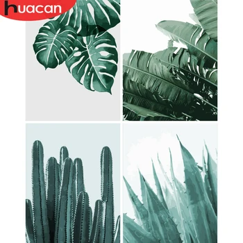 

HUACAN Oil Painting By Numbers Leaf Plant Kits Drawing Canvas HandPainted DIY Pictures By Numbers Still Life Home Decoration